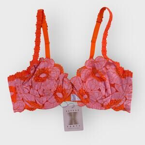 SavagexFenty Perfect Poppies Unlined Lace Demi Bra 38D Pink Orange Festival Top